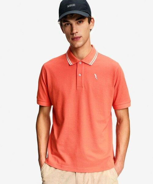 AIGLE / エーグル ポロシャツ | 吸水速乾 ワンポイントロゴ刺繍 襟ダブルストライプ ピケポロシャツ | 詳細20