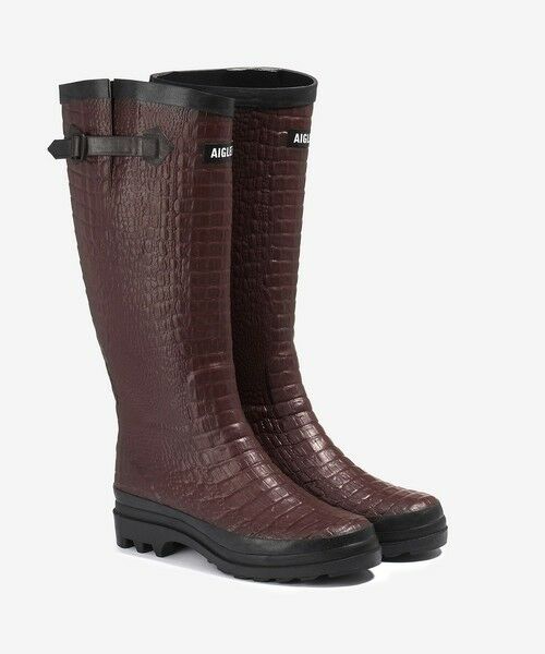 AIGLE / エーグル レインシューズ | エーグランティーヌ クロコダイル調 ラバーロングブーツ | 詳細6