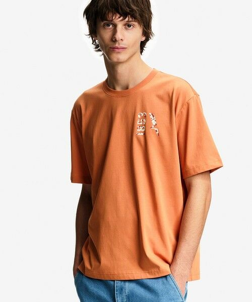 AIGLE / エーグル Tシャツ | 吸水速乾 UVカットプリントロゴ 半袖Tシャツ（オレンジ）