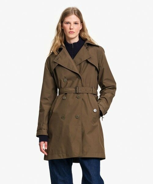 AIGLE / エーグル トレンチコート | 防水 防風 透湿 GORE-TEX ゴアテックス2レイヤー ミドル丈トレンチコート（モスグリーン）