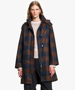 AIGLE / エーグル ステンカラーコート | 透湿防水 2レイヤー コットンタッチ チェック柄ロングコート