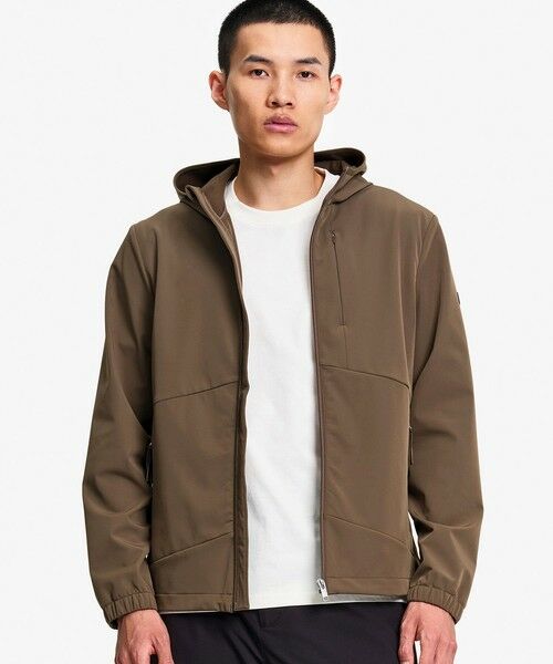 AIGLE / エーグル ブルゾン | 撥水 防風 ストレッチ ソフトシェル フーデッドジャケット WARM（モスグリーン）