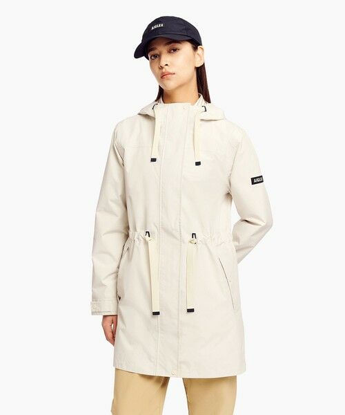 AIGLE / エーグル その他アウター | GORE-TEX ゴアテックス 防風 防水 透湿 2レイヤー サイドスリットフーデッドジャケット ウエスト調整可（ホワイト）