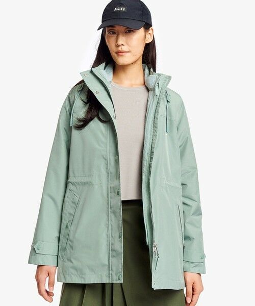 AIGLE / エーグル その他アウター | GORE-TEX ゴアテックス 防風 防水 透湿 2レイヤー アジャスタブルウエストフーデッドジャケット T-KIT フード着脱可(セージグリーン)