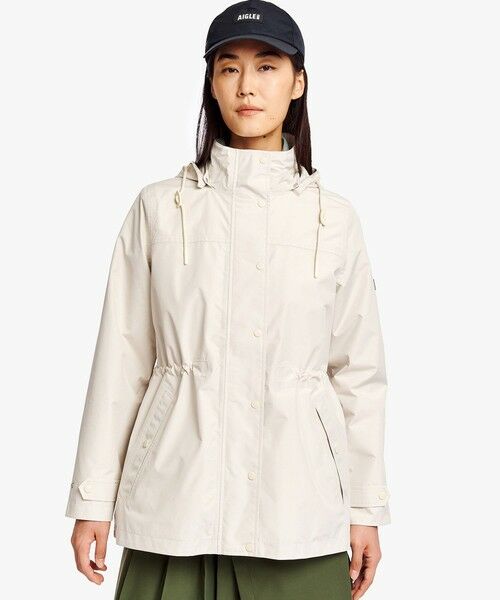 AIGLE / エーグル その他アウター | GORE-TEX ゴアテックス 防風 防水 透湿 2レイヤー アジャスタブルウエストフーデッドジャケット T-KIT フード着脱可(ホワイト)