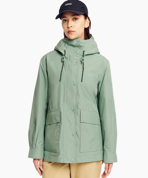 AIGLE / エーグル その他アウター | GORE-TEX ゴアテックス 防水 防風 透湿 2レイヤー フィッシュテールフーデッドジャケット(セージグリーン)
