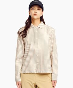 AIGLE / エーグル シャツ・ブラウス | 吸水速乾 ストライプ 裾絞り プリーツ入りバックヨーク ロングスリーブシャツ