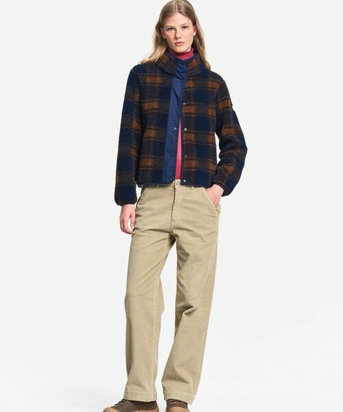 AIGLE / エーグル ブルゾン | チェックジャカード 二重構造 ナイロン切り替えスタンドカラーシェルパフリースブルゾン | 詳細1