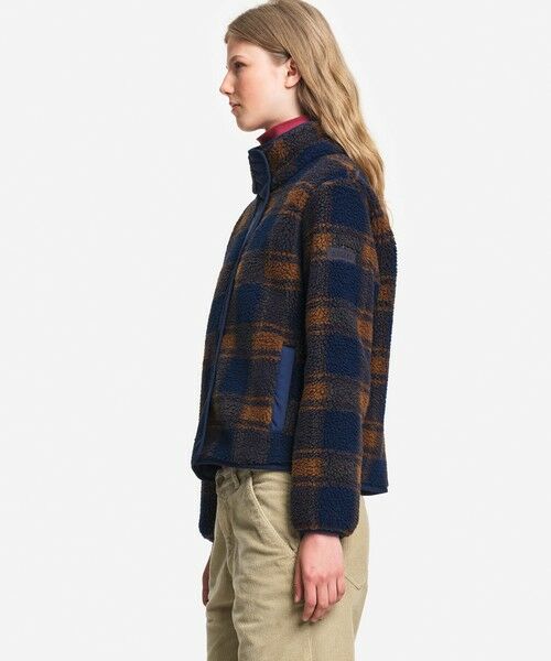 AIGLE / エーグル ブルゾン | チェックジャカード 二重構造 ナイロン切り替えスタンドカラーシェルパフリースブルゾン | 詳細2