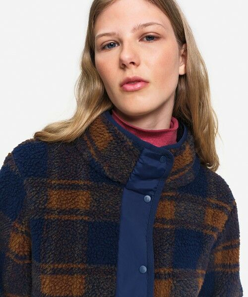 AIGLE / エーグル ブルゾン | チェックジャカード 二重構造 ナイロン切り替えスタンドカラーシェルパフリースブルゾン | 詳細4