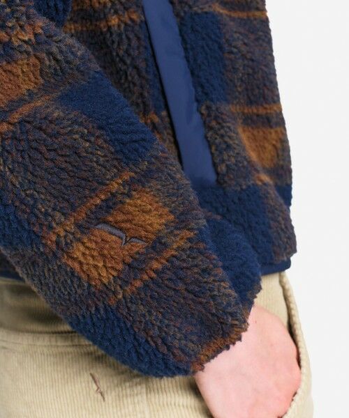 AIGLE / エーグル ブルゾン | チェックジャカード 二重構造 ナイロン切り替えスタンドカラーシェルパフリースブルゾン | 詳細5