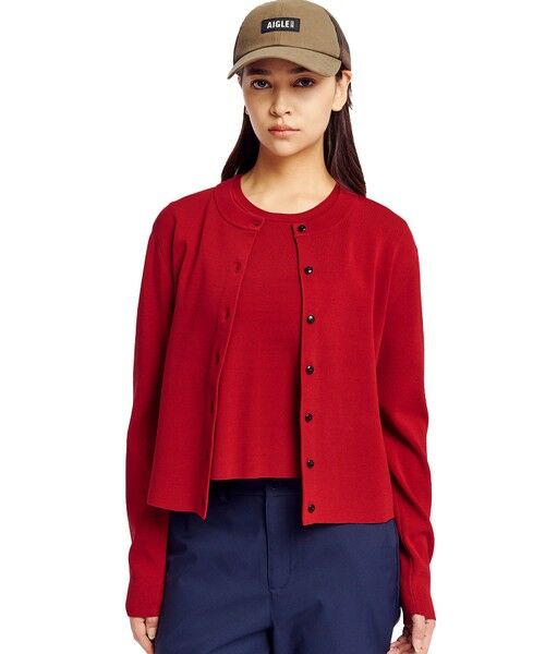 AIGLE / エーグル Tシャツ | UVカット ロングスリーブ カーディガン（レッド）