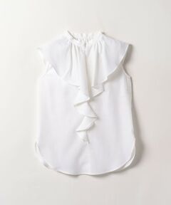 allureville / アルアバイル その他トップス | CU/Cツイルラッフルカラーノースリブラウス