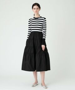 allureville / アルアバイル ミニ丈・ひざ丈ワンピース | 【LOULOU WILLOUGHBY】タフタティアードニットワンピース