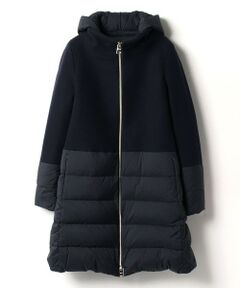 【HERNO(ヘルノー)】 コンビフーデッドスナップダウンコート