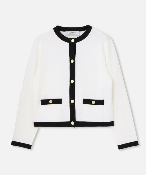 allureville / アルアバイル カーディガン・ボレロ | ◇【LOULOU WILLOUGHBY】バイカラーコンパクトカーディガン(ホワイト系 (08))