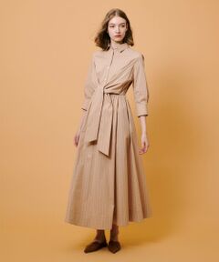 allureville / アルアバイル ミニ丈・ひざ丈ワンピース | ピンストライプノットシャツワンピース