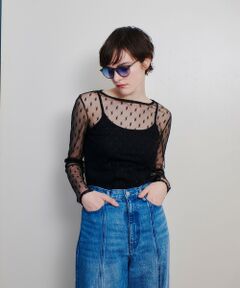 幾何柄チュールトップス
