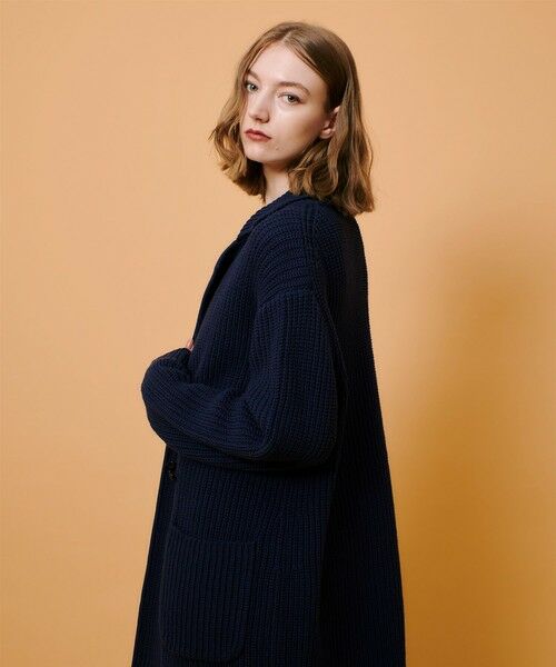 allurevilleアルアバイル　ウール　コート　リアルファー　紺ネイビー セール】 片畦ニットコート （ダッフルコート）｜allureville
