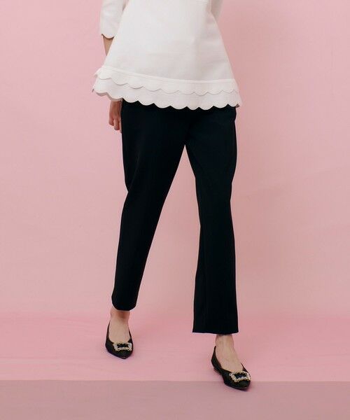 【LOULOU WILLOUGHBY】ダブルクロステーパードパンツ　黒ブラック LOULOU WILLOUGHBY】ダブルクロススリットテーパード
