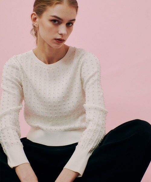 allureville / アルアバイル ニット・セーター | 【LOULOU WILLOUGHBY】パールスタッズプルオーバー（オフホワイト (02)）