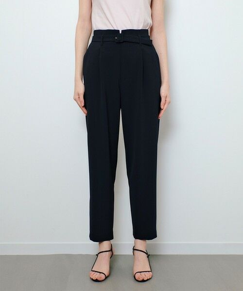 allureville/アルアバイル ダブルクロスベルト付タックパンツ ネイビー (65) 01(S) allureville/アルアバイル ダブルクロスベルト付タックパンツ ネイビー (65) 01(S)
