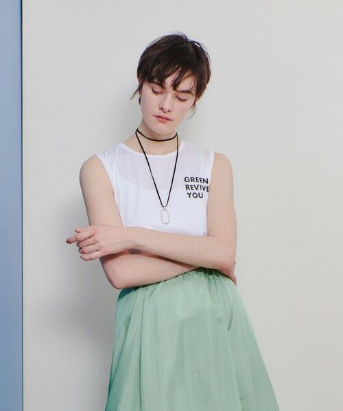 allureville / アルアバイル その他トップス | サイドロゴノースリーブTシャツ(ホワイト (01))