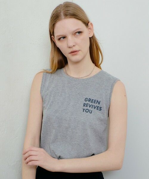 allureville / アルアバイル その他トップス | サイドロゴノースリーブTシャツ(グレー (92))