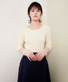 allureville / アルアバイル ニット・セーター | シアーカフスラウンドネックプルオーバー