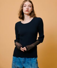 allureville / アルアバイル ニット・セーター | シアーカフスラウンドネックプルオーバー