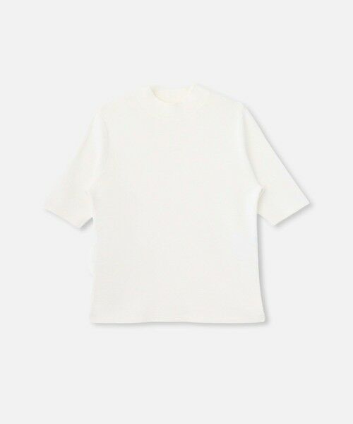 allureville/アルアバイル ◇総針モックネック5分袖プルオーバー オフホワイト (02) 02(M) allureville/アルアバイル ◇総針モックネック5分袖プルオーバー オフホワイト (02) 02(M)