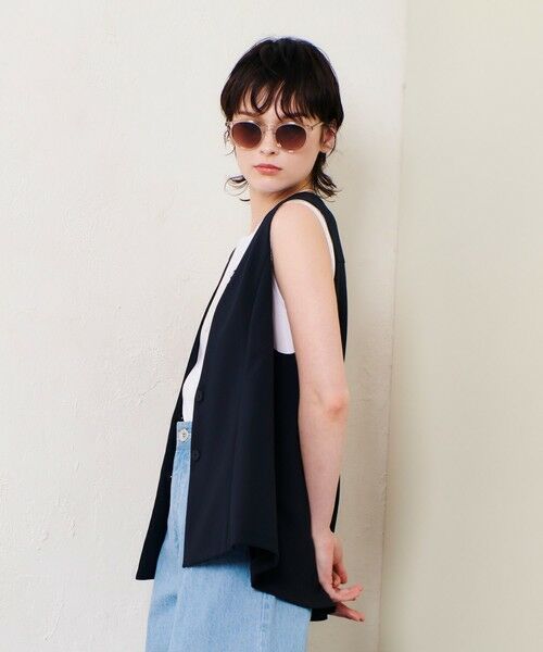 セール】 ダブルクロスドレープジレ （ベスト）｜allureville