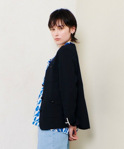 allureville / アルアバイル ノーカラージャケット | レノクロスノーカラーポケットジャケット | 詳細1