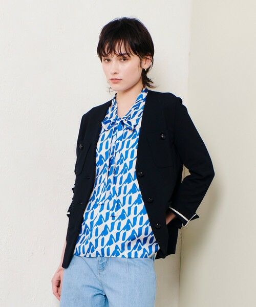 allureville / アルアバイル ノーカラージャケット | レノクロスノーカラーポケットジャケット | 詳細3