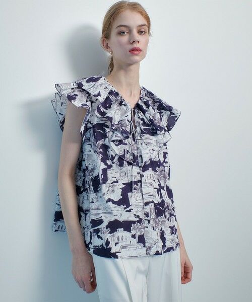 allureville / アルアバイル シャツ・ブラウス | 【LOULOU WILLOUGHBY】サマーナイトプリントフリルブラウス | 詳細1