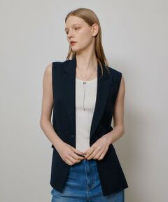 allureville / アルアバイル ベスト | 麻調カルゼサイドオープンジレ