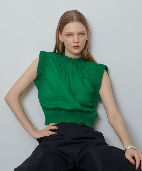 allureville / アルアバイル シャツ・ブラウス | シャーリングプルオーバー（グリーン (71)）