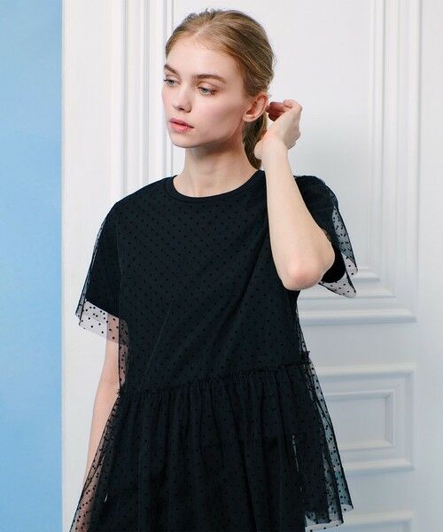 allureville / アルアバイル カットソー | 【LOULOU WILLOUGHBY】チュールレイヤードT（ブラック (95)）