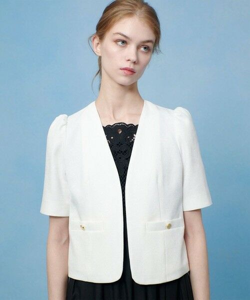 allureville / アルアバイル ノーカラージャケット | 【LOULOU WILLOUGHBY】ブライトリネン半袖ジャケット | 詳細1