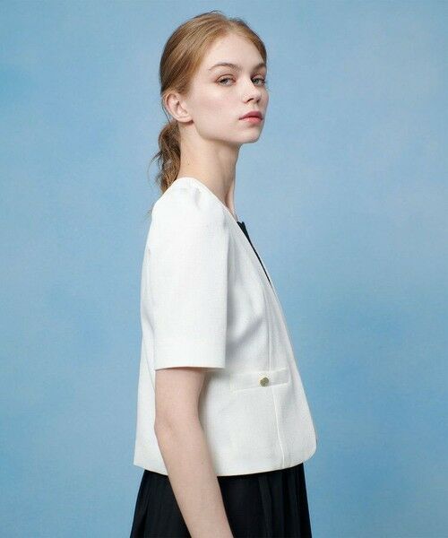 allureville / アルアバイル ノーカラージャケット | 【LOULOU WILLOUGHBY】ブライトリネン半袖ジャケット | 詳細2
