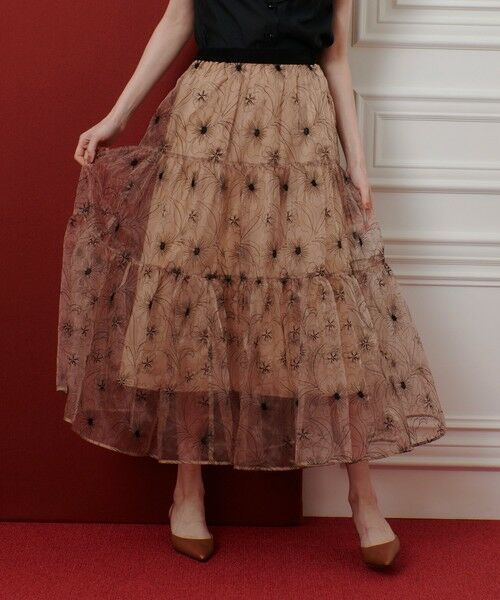 allureville / アルアバイル ロング・マキシ丈スカート | 【LOULOU WILLOUGHBY】オーガンジーフラワー刺繍スカート | 詳細1