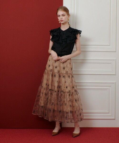 allureville / アルアバイル ロング・マキシ丈スカート | 【LOULOU WILLOUGHBY】オーガンジーフラワー刺繍スカート | 詳細3