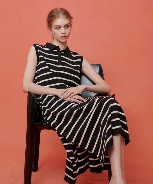 allureville / アルアバイル ロング・マキシ丈ワンピース | 【LOULOU WILLOUGHBY】ポロニットロングワンピース（ブラック系 (98)）