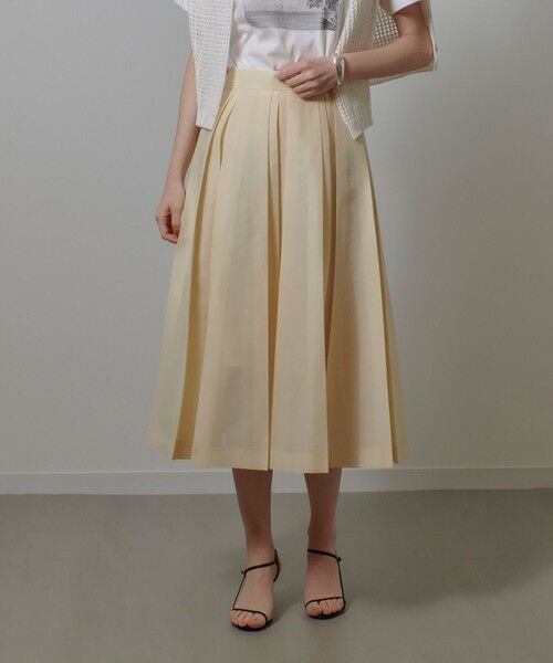 allureville / アルアバイル ロング・マキシ丈スカート | シアオーガンプリーツスカート(イエロー系 (26))
