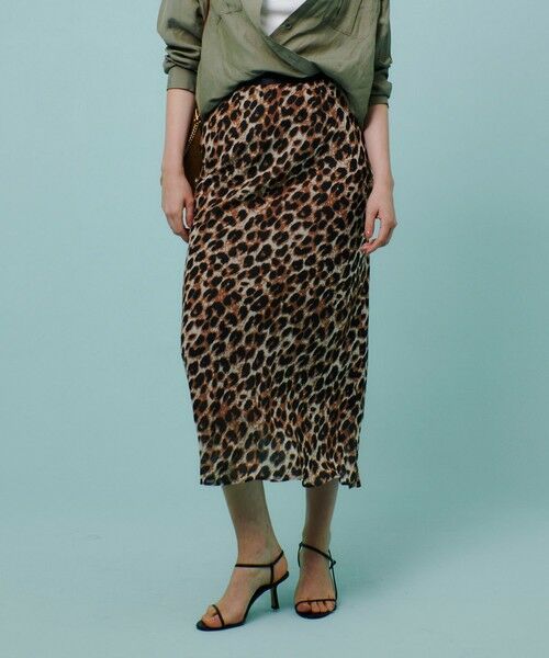 allureville / アルアバイル ミニ・ひざ丈スカート | レオパードプリントナロースカート | 詳細1