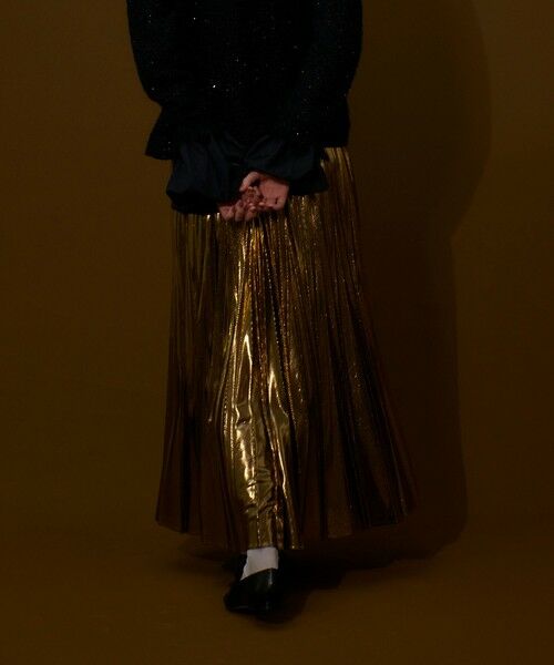 allureville / アルアバイル ロング・マキシ丈スカート | メタリック切替プリーツスカート | 詳細1