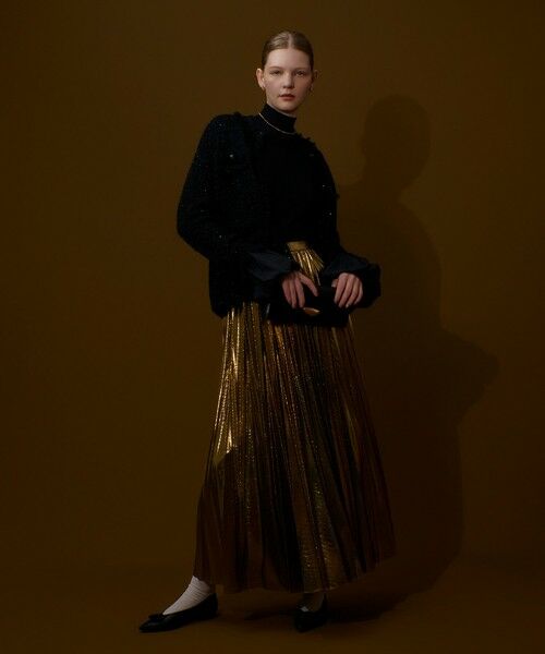 allureville / アルアバイル ロング・マキシ丈スカート | メタリック切替プリーツスカート | 詳細2