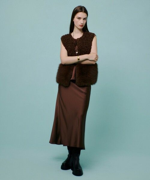 allureville / アルアバイル ロング・マキシ丈スカート | サテンバイヤスナロースカート | 詳細11