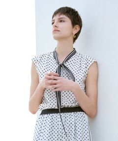 allureville / アルアバイル シャツ・ブラウス | パネルドットプリントボウタイブラウス