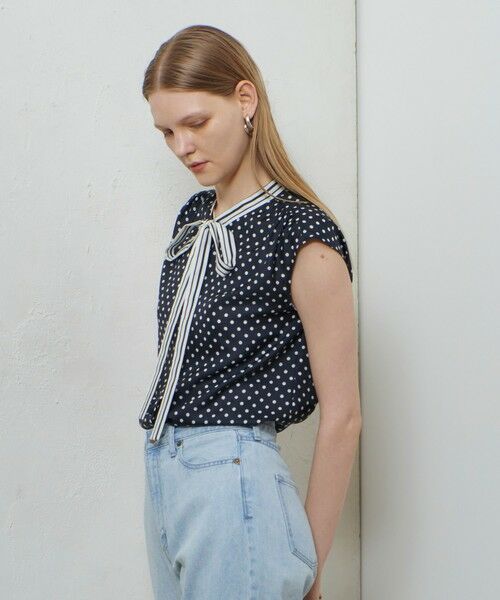 allureville / アルアバイル シャツ・ブラウス | パネルドットプリントボウタイブラウス | 詳細2